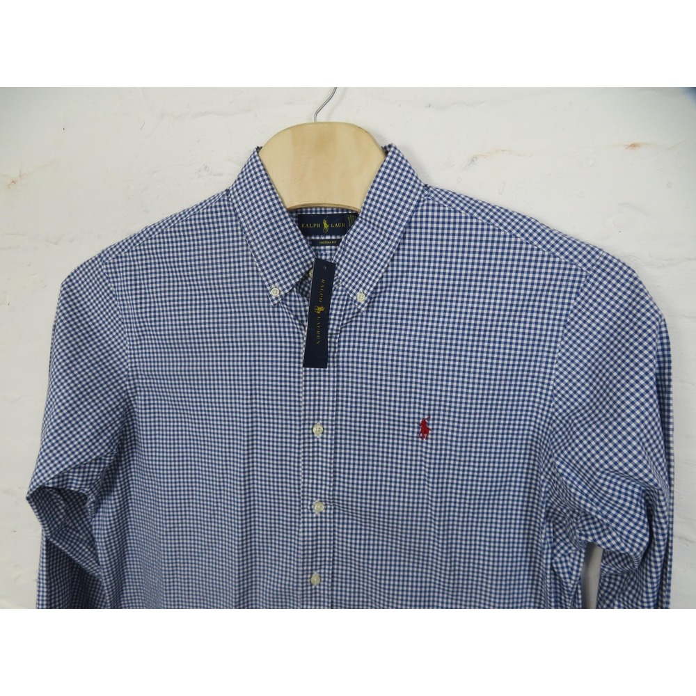 Polo Ralph Lauren Shirt Mens XL Blue Gingham Check Long Sleeve Button Down